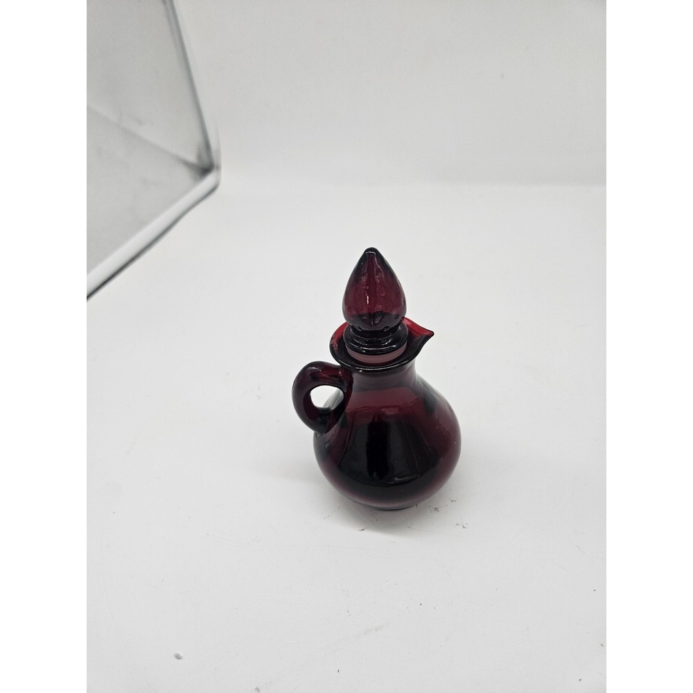 Avon Vintage Ruby Red Mini Cruet Decanter w/ Stopper Glass Bottle 5.5"